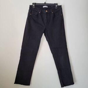 LOFT Black Low Rise Straight Leg Jeans Raw Hem Size 28 6